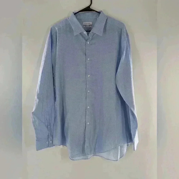 Calvin Klein Infinite Non Iron Slim Fit Stretch Collared Blue Men's Long Sleeve - Picture 2 of 14